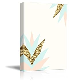 Canvas Wall Art - Pastel and Gold Glitter Geometric Canvas Art - Giclee Print Gallery Wrap Modern Home Art Ready to Hang - 12x18 inches