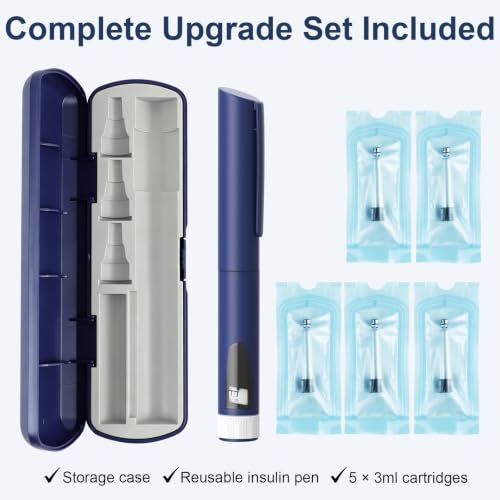 Aisisree Reusable Insulin Pen 1-80 pcs with 5 Cartridges 2ml | Adjustable dose | Compatible with 2ml cartridges | Storage box included | Quality materials | Lightweight and portable