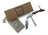 Professional Waiter Corkscrew - Premium All-in-one Wine and Beer Opener with Foil cutter, made of Natural Rosewood and Solid Stainless Steel with protective fabric bag and recycled paper gift box