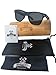 WoodofArt Wood Polarized Sunglasses For Men And Women Wayfarer Shades With Wooden Case (Black, Grey)