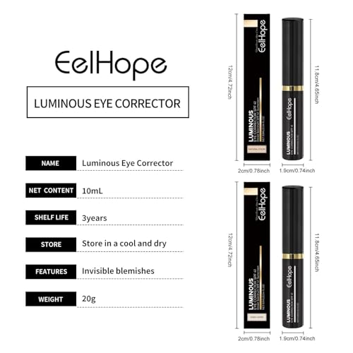 Luminous Eye Corrector SPF 41, Dark Circle Concealer, Full Coverage, Long Lasting, Conceals, Corrects, Covers, Hydrates, Highlights, Light Ivory, Instant Anti Age Eraser Eye Concealer (Ivory White, A)