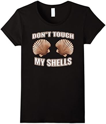 Women's Don't Touch My Shells Funny Mermaid Seashell Bra T Shirt Small Black