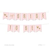 Andaz Press Blush Pink Gold Glitter Print Wedding Collection, Hanging Pennant Party Banner with String, Bride to Be, 5-Feet, 1 Set