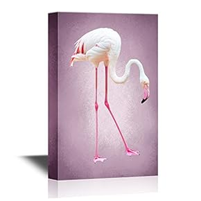 Canvas Wall Art - White Flamingo Illustration on Pink Background - Gallery Wrap Modern Home Art | Ready to Hang - 12x18 inches