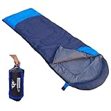 Outdoorsman Lab Sleeping Bag, Lightweight Backpacking & Camping Sleeping Bag for Adults & Kids, 3 Season, Durable Ripstop Nylon, Tear & Water-Resistant Shell, Includes Compression Sack, Dark Blue