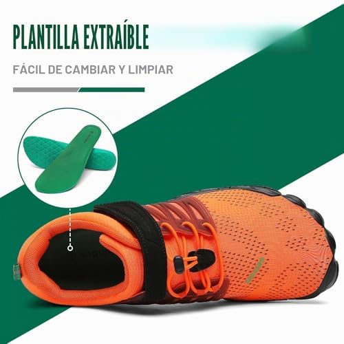 Sapatos Descalços Homens Mulheres Sapatos Minimalistas Sapatos Descalços Sapatos Minimalistas Sapatos de Trilho Para Corrida Descalça Sapatos com sola laranja Zero Drop, 44.º ano