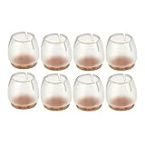 Syrinx Round Bottom Round Opening 22-27mm Dia Caliber Transparent Silicone Gel Round Chair Leg Caps Feet Pads Furniture Table Covers Wood Floor Protectors Pack Of 8