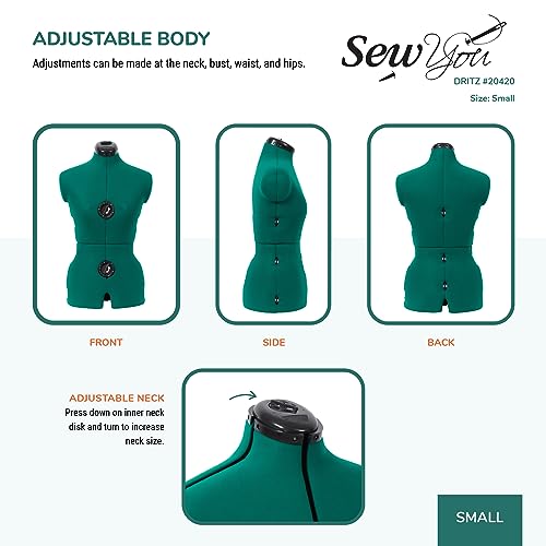 Dritz Sew You Adjustable Dress Form, Small, Opal Green Pricepulse