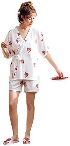 Aculldo 浴衣 甚平 パジャマ レディース 前開き 寝巻き 半袖 寝間着 可愛い 上下セット 綿 和風 旅館 ホテル 夏用 肌触りよい 通気性 吸汗 吸湿 ゆったり 和ざらし 女性 大人 花柄 2点セット ルームウェア 部屋着 ねまき 夏 春 秋