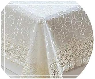 Lace Tablecloths Transparent Table Cloth Rectangular Embroidered Round Table Cloth Wedding Decoration,Beige,180cm Round