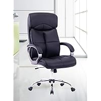 High-Back Swivel Chrome-Base Leather Ergonomic Executive Office Chair (Black)