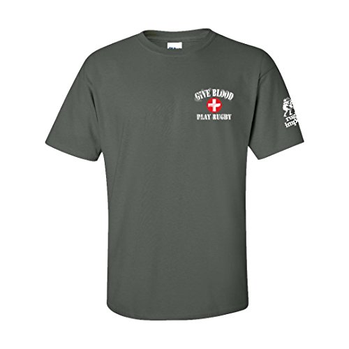 DISTRESSED GIVE BLOOD T ARMYGREEN MEDIUM
