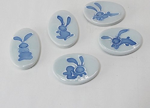 Saikai Pottery 5 sets of Dream Rabbit Chopstick rest set 39098 from Japan