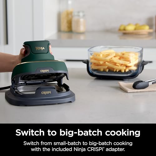 Freidora de aire de vidrio portátil Ninja Crispi 5 en 1, recipientes de vidrio de 4 cuartos, 2.5 cuartos y 6 tazas con platos para verduras y tapas de almacenamiento, apto para microondas, congelador y lavavajillas, verde British Racing, FN103BF Freidora de aire de vidrio portátil Ninja Crispi 5 en 1, recipientes de vidrio de 4 cuartos, 2.5 cuartos y 6 tazas con platos para verduras y tapas de almacenamiento, apto para microondas, congelador y lavavajillas, verde British Racing, FN103BF