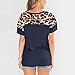 Moilant Womens Leopard Pocket T Shirt Casual Loose Tunic Round Neck Tops Blouse Navythumb 2