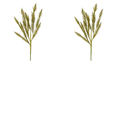 Sparkling Green Feather Pine Sprays | 2 Sprays | for Indoor Decor