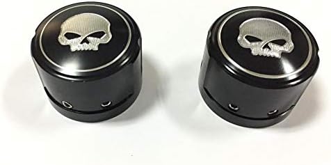 HTTMT Skull Front Axle Nut Cover Cap For Harley Softail, Dyna, V-Rod, Sportster 1200/883 - Black