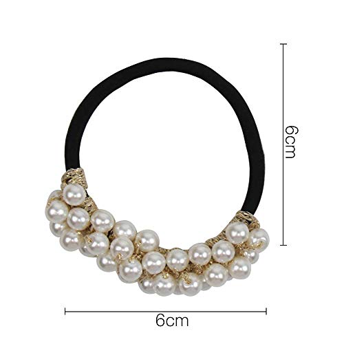 3Pcs Women Pearl Hair Ring Fashion rhinestone Hair Ties Ropes Elastic Bracelet Ponytail Holder Hair Accessories