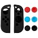 eXtremeRate® Silicone Case Thumb Stick Caps Gel Guards for Nintendo Switch Joy-Con Controller Protector Protection Kits Black