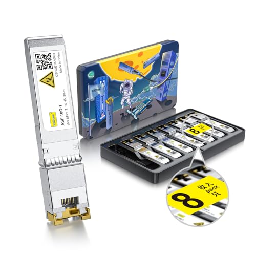 10Gtek 8-Stück 10Gb SFP+ auf RJ45 Modul 30-Meter, 10GBase-T Kupfer CAT.6a Transceiver Kompatibel für Cisco SFP-10G-T-S, Ubiquiti UniFi UF-RJ45-10G, MikroTik, Ne