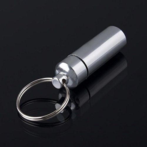 2pcs Brand New Keychain WaterProof Silvery Aluminum Pill Box Drug Case Bottle Holder Container collection of cool unique weird amazon gift items