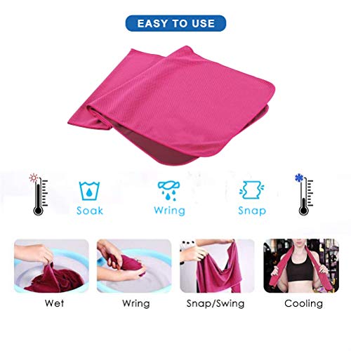 IDEATECH Instant Cooling Towels, 40"x12" Chilly Towels -UPF 50+ Cooling Ice Towels for Sports, Workout, Fitness, Gym, Yoga, Pilates, Travel, Camping (Orange+Pink)