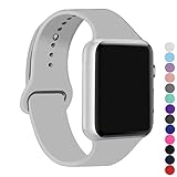 ic6Space Apple Watch Band, Premium Soft Silicone Sports Replacement Strap for Apple Watch Series 3 Series 2 Series 1,38mm or 42mm(Clouds gray, 38mm-s/m)