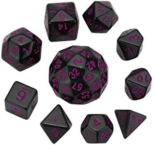 HSKB Dice Dungeons and Dragons Dice Solid Metal Enamel Dice for Role Playing Game Tabletop RPG DND Game 10pc (Purple)