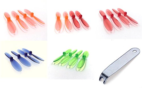 Extreme Fliers Micro Drone 2.0 [QTY: 1] Transparent Clear Blue Propeller Blades Props Rotor Set 55mm Factory Units [QTY: 1] Green [QTY: 1] Red [QTY: 1] Orange [QTY: 1] and [QTY: 1] Remover U-Wrench Ma