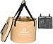 Freegrace Premium Collapsible Bucket -Multifunctional Folding Bucket -Perfect Gear For Camping, Hiking & Travel (Khaki, 10L(Upgraded))