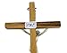Brown Wooden Cross with Silver Toned Christ Corpus Crucifix Pendant, 4 3/4 Inch