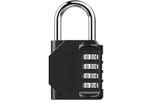 NEBXAZW Gym Padlock, 4 Digit Outdoor Waterproof Resettable Combination Padlock for School Gym Locker(1 Pack Black)
