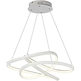 ET2 E30644-MW Twisted Aluminum Arch LED Pendant Ceiling Lighting, 1-Light 52 Watt, 10" H x 25" W x 25" L, Matte White