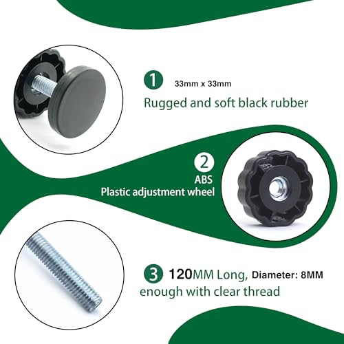 Vmaisi 4 Pack 8MM Baby Gate Threaded Spindle Rod, Replacement Hardware Parts Kit for Pet & Dog Pressure Mounted Safety Gates - Extra Long Wall Mounting Accessories Screws Rods Adapter Bolts Black