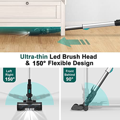 INSE Cordless Vacuum Cleaner, 25Kpa Powerful Stick Vacuum with 250W Strong Brushless Motor, Up