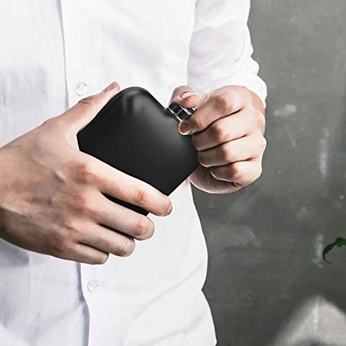 KWANITHINK Flask for Liquor for Men, Stainless Steel Hip Flask with Funnel, Pocket Liquor Flasks 6 oz (Black)