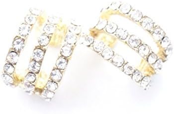 HYY 2PCS/Pair Gold paved with crystal Gems Tone Cartilage Helix Ear Cuff 3 layers Hoops Earrings by idealism