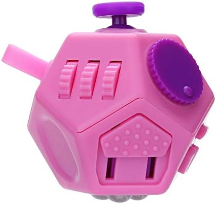 FIDGET DICE 12 Sides Anti-Anxiety and Depression Cube Fidget Toy for Children and Adults (Pink, Mini)