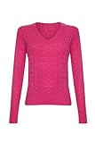 Ladies Cashmere Cable V-Neck Sweater, Pink, S