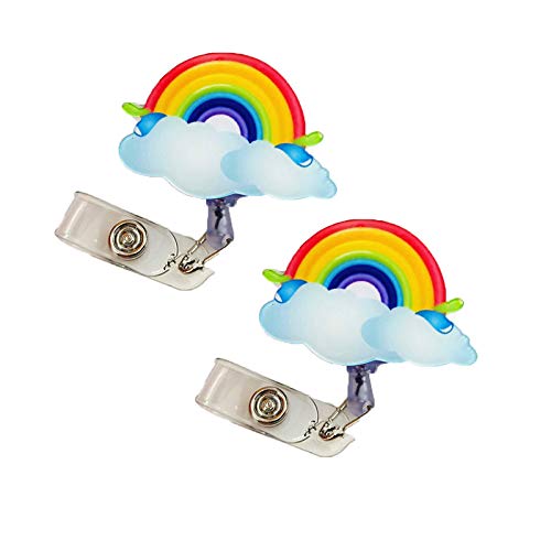 Fashion Cute Badge Reel Retractable ID Card Badge Holder with Belt Clip Door Pass Holder for ID Cards Keys (2PCS, J Type)