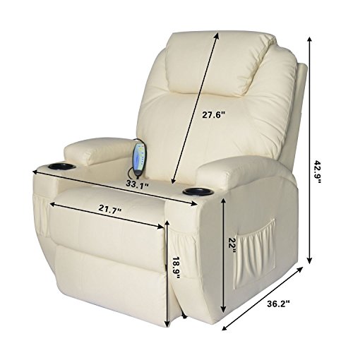 SKEMIDEX--- Lounge Vibration Massage Recliner Sofa Chair Swivel 3 Position Lift Electric Massage Recliner Sofa Chair Heated Remote Control w/ 8 Vibration & 5 Massaging Mode