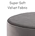 BIRDROCK HOME Large Round Velvet Ottoman Pouf - Padded Foot Rest w/Silver Trim - Soft Stool Chair Decor - Ideal for Coffee Table, Shoe Seat, Couch, Living Room, Bedroom, Vanity, Desk, Office - Grey