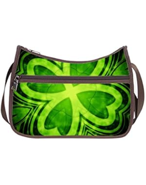 JIUDUIDODO Oxford Fabric Custom Lucky 4-Leaf Clover Cross Body Hobo Handbags Casual Bags (Twin Sides)