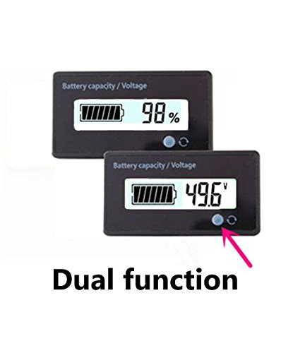 Multifunctional Battery Capacity Monitor 48V LCD Battery Fuel Gauge Indicator Meter for Lead-acid Battery Motorcycle Golf Cart Car, White - Thumbnail 4