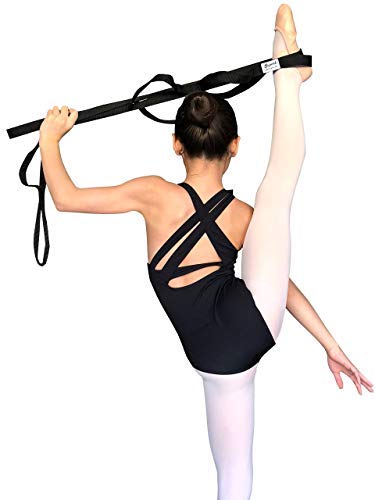Double Ballet Barre Stretch Dance Bar 4' - Lightweight, Portable, Adjustable with Travel bag and 10 loop Stretch Strap Bundle - by Superb