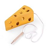 （BZQH-TANG）Montessori Activity Wooden Baby and Kids Cheese Toys Toddler Travel Lacing Game for Plane Car, Children Early Learning Educational Wood Block Puzzles, boys/girls Above 18 Month Travel Ga