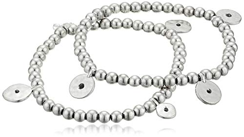 Lucky Brand - Juego de pulseras con cuentas de punto plateado para mujer, talla única