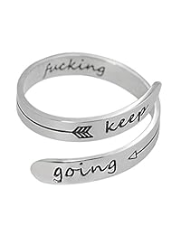 Brave New Brazalete de acero inoxidable con diseño de árbol de la vida, con mensaje en inglés “Never Give Up”