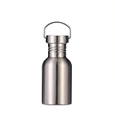 Stainless Steel Water Bottle Single Wall Metal Bottle Large Camping Water Cup with Handle Wide Mouth Leak Proof Lightweight Sports Kettle Cup (17 oz)
