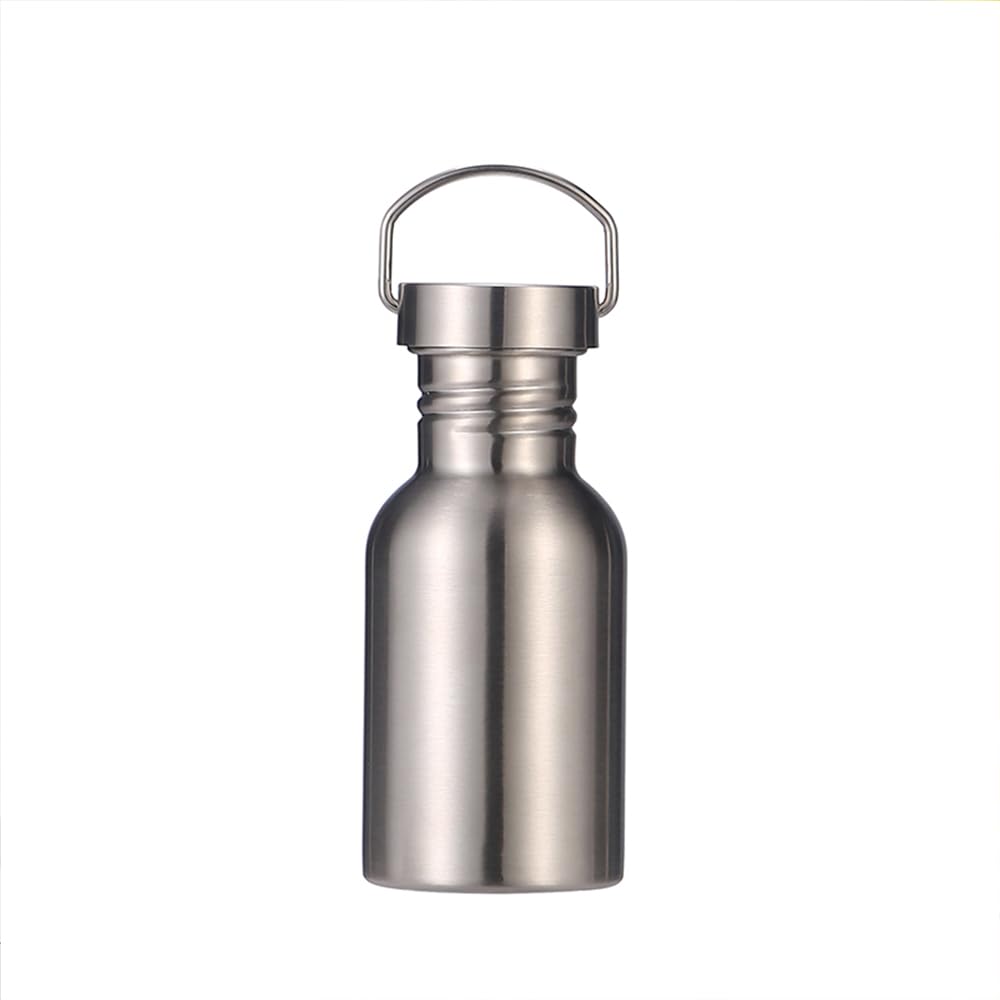Photo 1 of Stainless Steel Water Bottle Single Wall Metal Bottle Large Camping Water Cup with Handle Wide Mouth Leak Proof Lightweight Sports Kettle Cup (17 oz)